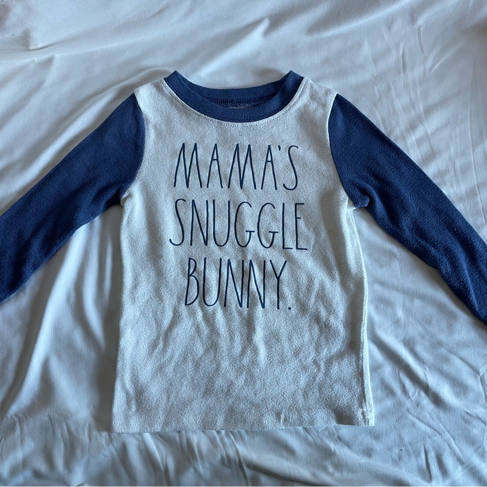 Rae Dunn Navy and White Snuggle Bunny Pajama Set - Picture 3 of 4